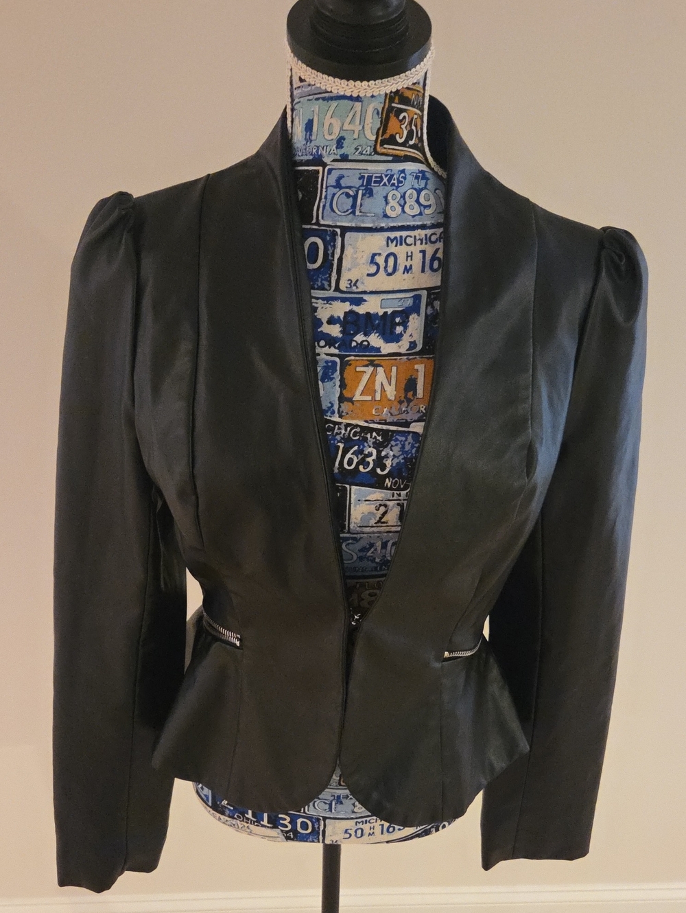 Fashion Nova Black Satin Peplum Blazer